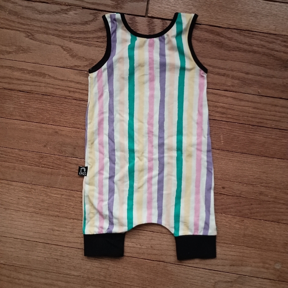 Rags To Raches Striped Sleeveless Feather Romper - Picture 5 of 5